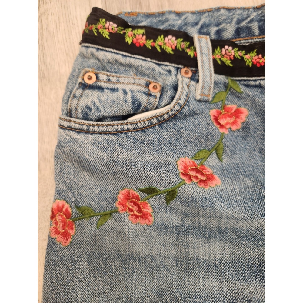 VTG Cache Sz 10 Embroidered Floral Y2K Bohemian Hippie Womens Button Fly Jeans - Picture 4 of 13